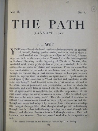 THE PATH: A THEOSOPHICAL MONTHLY: Twelve Issues Bound Together