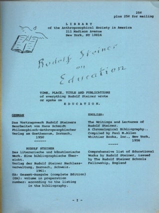 RUDOLF STEINER ON EDUCATION.