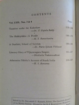 THE QUARTERLY JOURNAL OF THE MYTHIC SOCIETY: Vol. LXX