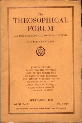 Item #29179 THEOSOPHICAL FORUM AND THE THEOSOPHICAL PATH AND LUCIFER: VOL. XI, NO. 3; SEPTEMBER...