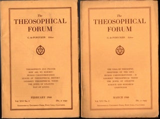 Item #29181 HUMAN CARNIVOROUSNESS: Theosophical Forum: Vol. XVI, Nos. 2 & 3. W. Y. Evans-Wentz,...