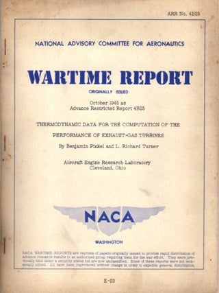 Item #29265 THERMODYNAMIC DATA FOR THE COMPUTATION OF THE PERFORMANCE OF EXHAUST-GASS TURBINES....
