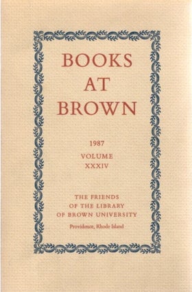 Item #29320 BOOKS AT BROWN: 1987, VOLUME XXXIV. Harold Adrian Smith, John H. Stanley, Don B. Wilmeth