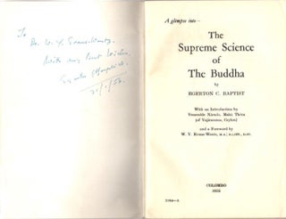 A GLIMPSE INTO THE SUPREME SCIENCE OF THE BUDDHA.