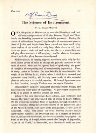 Item #29360 THE SCIENCE OF ENVIRONMENT: Theosophical Forum: Vol. XX, No. 5. W. Y. Evans-Wentz, G....