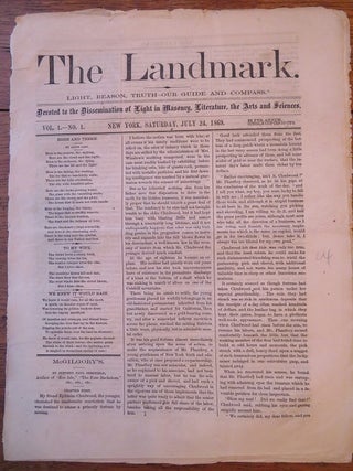 Item #29362 THE LANDMARK: Devoted to the Dissemination of Light in Masonry, Literature, the Arts...