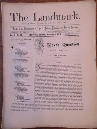 THE LANDMARK: Devoted to the Dissemination of Light in Masonry, Literature, the Arts and Sciences