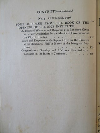 RICE INSTITUTE PAMPHLET VOLUME III.