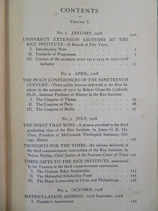 RICE INSTITUTE PAMPHLET VOLUME V.