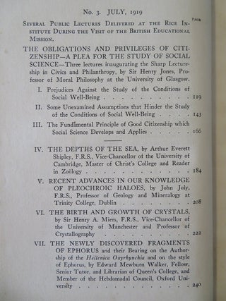 RICE INSTITUTE PAMPHLET VOLUME VI.