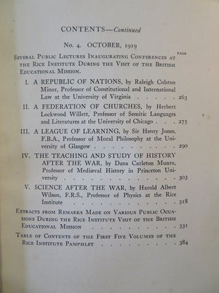 RICE INSTITUTE PAMPHLET VOLUME VI.