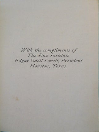 RICE INSTITUTE PAMPHLET VOLUME VI.