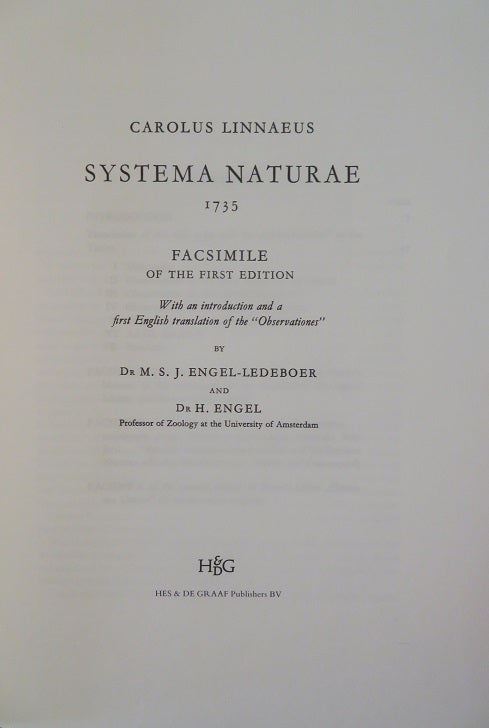 Item #30127 SYSTEMA NATURAE: 1735: Facsimile of the first edition. Carolus Linnaeus.
