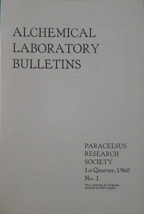 Item #30420 ALCHEMICAL LABORATORY BULLETINS: 1ST QUARTER, 1960, NO. 1. Frater Albertus