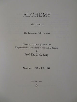 Item #30655 ALCHEMY: VOL. 1 AND 2: The Process of Individuation. C. G. Jung
