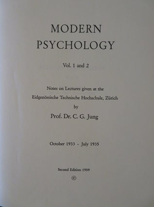 Item #30656 MODERN PSYCHOLOGY. C. G. Jung