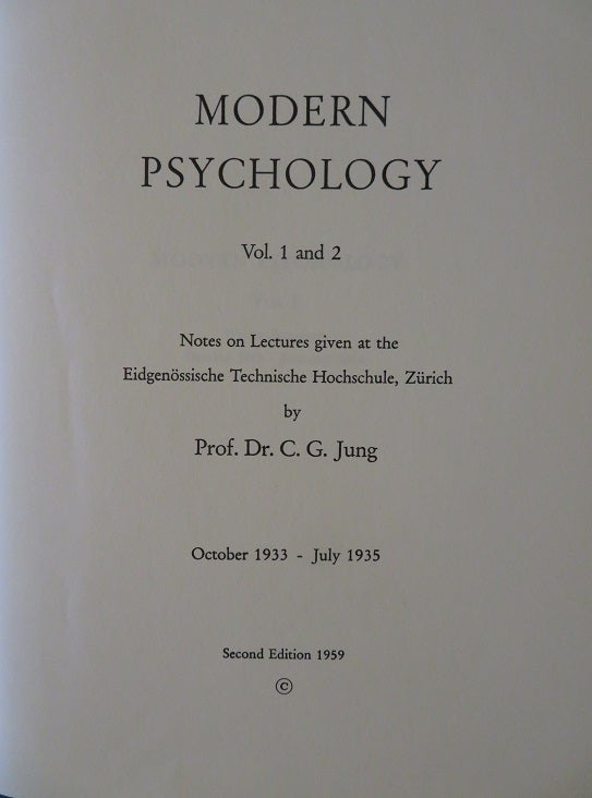 Item #30656 MODERN PSYCHOLOGY. C. G. Jung.