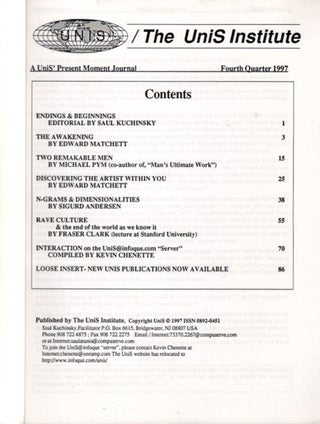 Item #30700 THE UNIS PRESENT MOMENT JOURNAL: FOURTH QUARTER 1997. Saul Kuchinsky