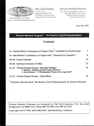 Item #30702 THE UNIS JOURNAL: PRESENT MOMENT PROGRAM - ROAD TO TRUE PROFESSIONALISM: Second...