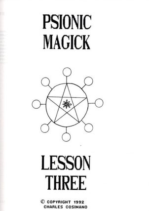 PSIONIC MAGICK: LESSON THREE.
