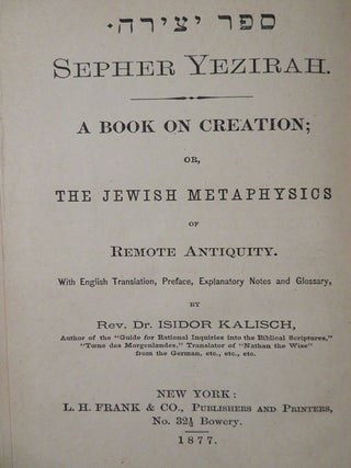 SEPHER YEZIRAH & A SKETCH OF THE TALMUD.