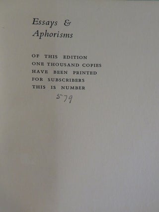 ESSAYS AND APHORISMS.