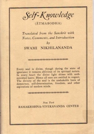 Item #31561 SELF-KNOWLEDGE (ATMABODHA). Sankaracharya, Swami Nikhilananda