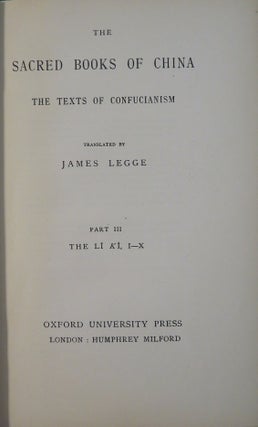 TEXTS OF CONFUCIANISM: Part III: The Li Ki, I-X