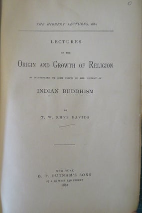 Item #32638 LECTURES ON THE ORIGIN AND GROWTH OF RELIGION AS ILLUSTRATED BY SOME POINTS IN THE...