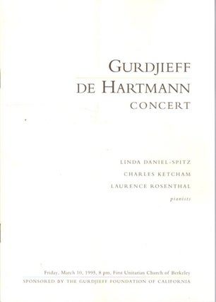 Item #32821 GURDJIEFF DE HARTMANN CONCERT: Program. Gurdjieff, de Hartmann