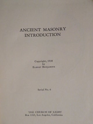ANCIENT MASONRY: Serial No. 6 - 18