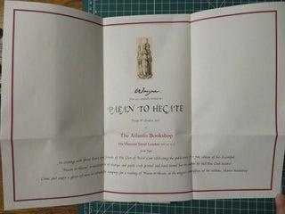 Item #33080 PERSONALIZED INVITATION TO BOOK LAUNCH FOR PAEAN TO HACATE BY SHANI OATES. Hell Fire...