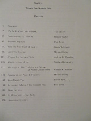 STARFIRE JOURNAL: VOLUME ONE (I), NUMBER FIVE (5): A Journal of the New Aeon