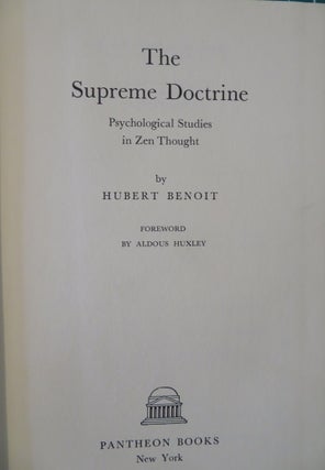Item #33185 SUPREME DOCTRINE: Psychological Studies in Zen Thought. Hubert Benoit