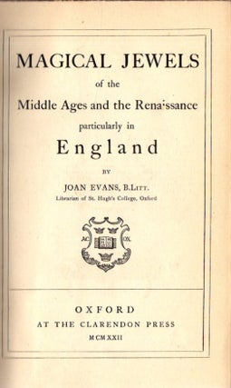 MAGICAL JEWELS OF THE MIDDLE AGES AND RENAISSANCE PARTICULARLY IN ENGLAND.