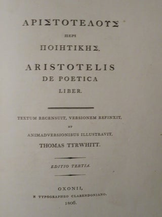 DE POETICA LIBER: Textum Recensuit, Versionem Refinxit, Et Animadversionibus Illustravit Thomas Tyrwhitt.