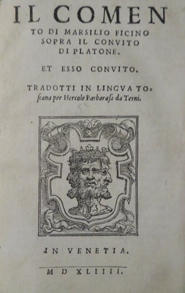 Item #34183 IL COMENTO DI MARSILIO FICINO SOPRA IL CONVITO DI PLATONE. Marsilio Ficino