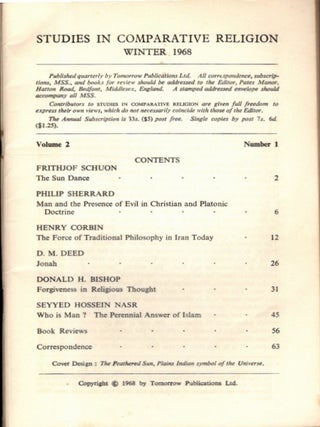 STUDIES IN COMPARATIVE RELIGION: Volume 2, Number 1