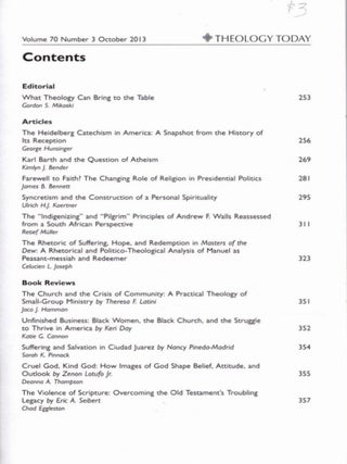 THEOLOGY TODATEVOLUME 79, NUMBER 3, OCTOBER 2013.