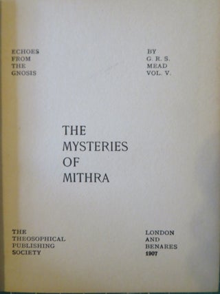 THE MYSTERIES OF MITHRA.