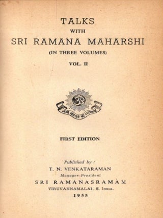 TALKS WITH SRI RAMANA MAHARSHI.: Three Volumes