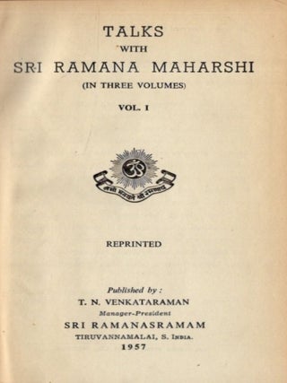 TALKS WITH SRI RAMANA MAHARSHI.: Three Volumes