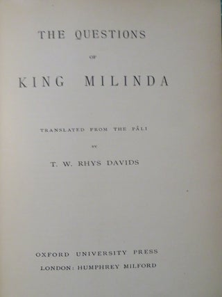 THE QUESTIONS OF KING MILINDA: Part II