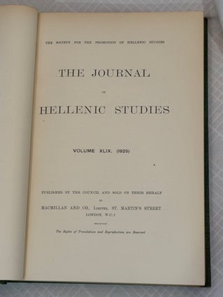 THE JOURNAL OF HELLENIC STUDIES, VOLUME XLIX (1929).