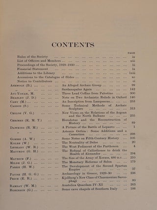 THE JOURNAL OF HELLENIC STUDIES, VOLUME L (1930).