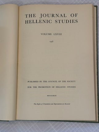 THE JOURNAL OF HELLENIC STUDIES, VOLUME LXVIII (1948).