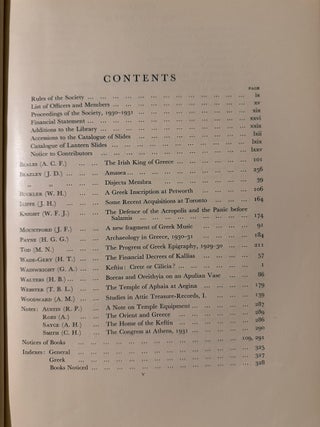 THE JOURNAL OF HELLENIC STUDIES, VOLUME LI (1931).