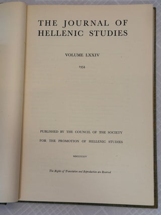 THE JOURNAL OF HELLENIC STUDIES, VOLUME LXXIV (1954).