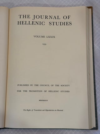 THE JOURNAL OF HELLENIC STUDIES, VOLUME LXXIX (1959).