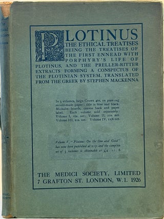Item #35607 THE ETHICAL TREATISES: being the Treatises of the first Ennead with Porphyry's Life...